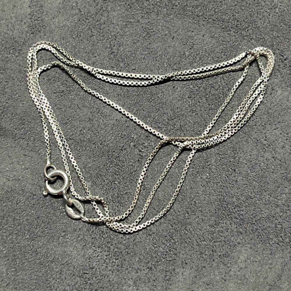 Vintage ITALY 925 Sterling Silver Box Chain 1mm 22” Necklace